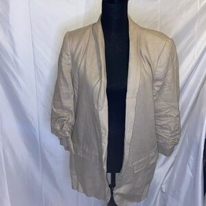 ZARA Beige half sleeve blazer ruched sleeve large